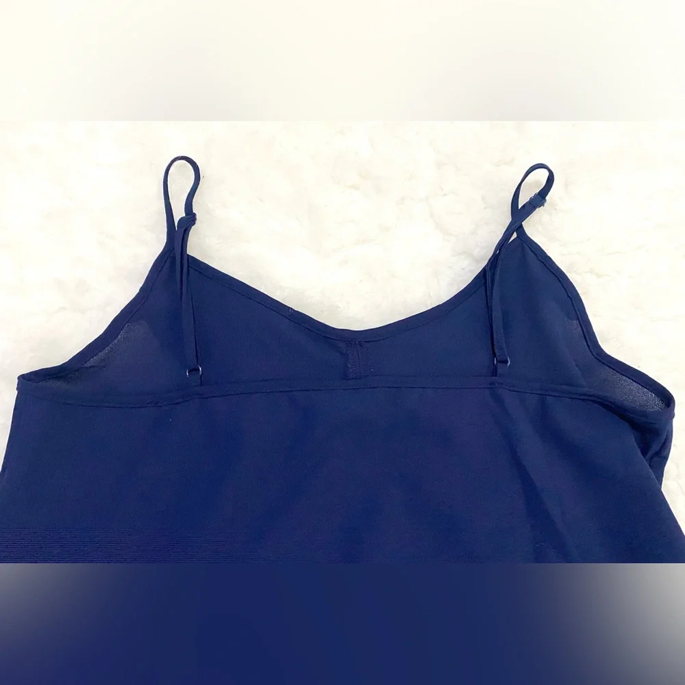 Paper Crane Womens S Solid Navy Blue Sheer Ruffle Cami Top Boho-chic Preppy - Picture 11 of 16